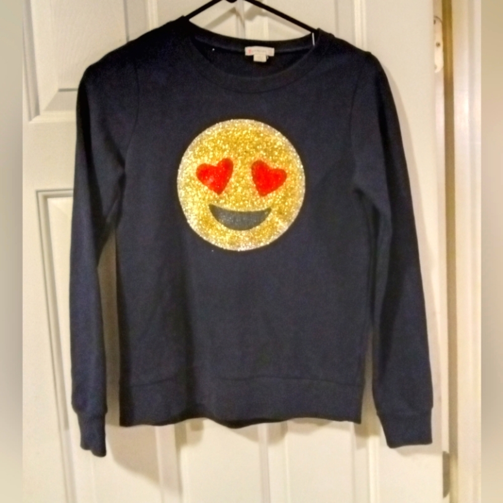 Crewcut Kid's Glitter Smiley Sweatshirt, 12 Youth Unisex